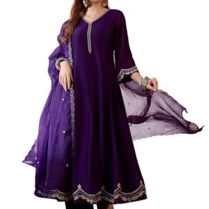 Women Vichitra Zari Sequence Embroide Kurta with Pant